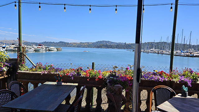 Outdoor banquet dining at Salito’s Crab House with scenic ocean views.